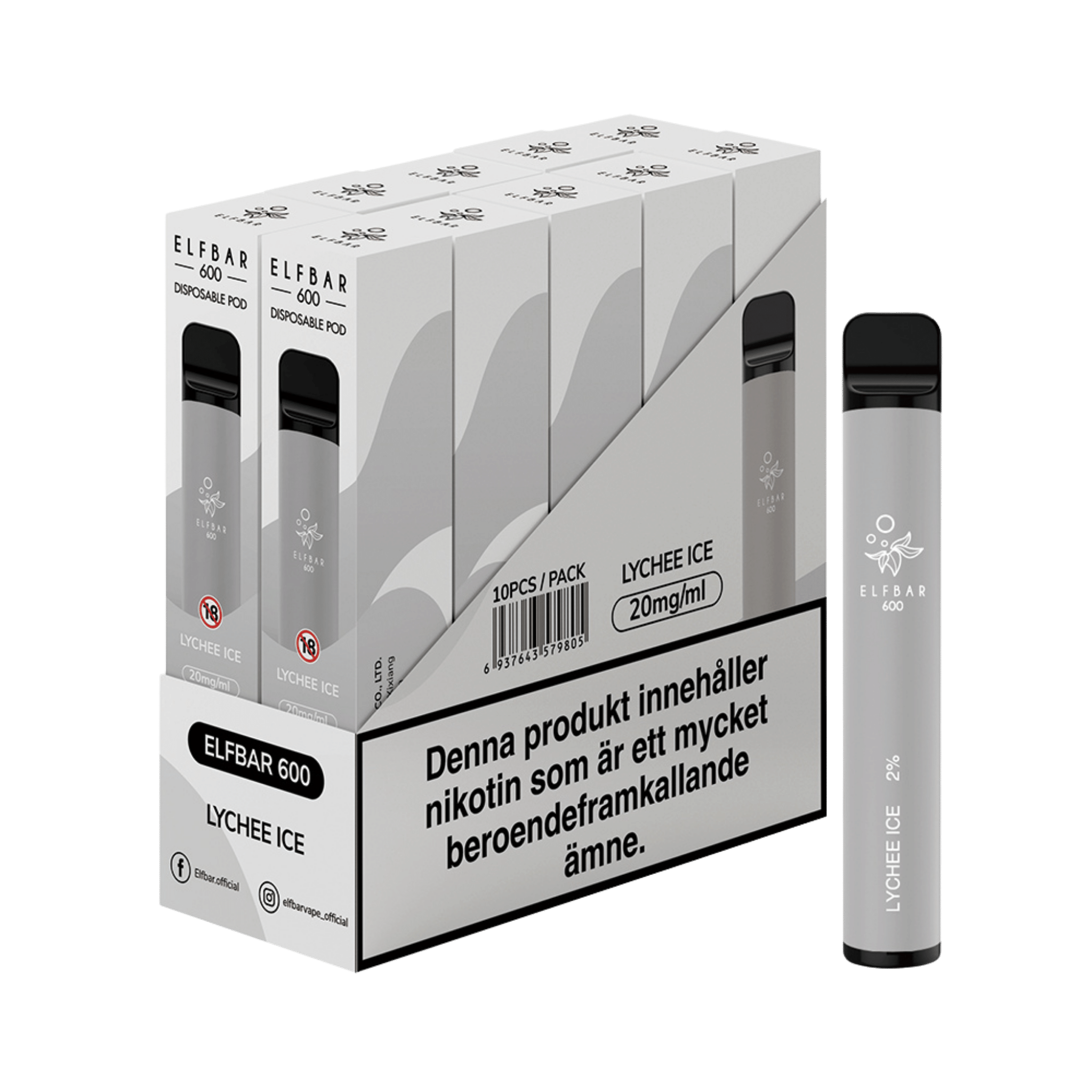 ELF BAR 600 Lychee Ice Engångs Vape (600 Puffar)