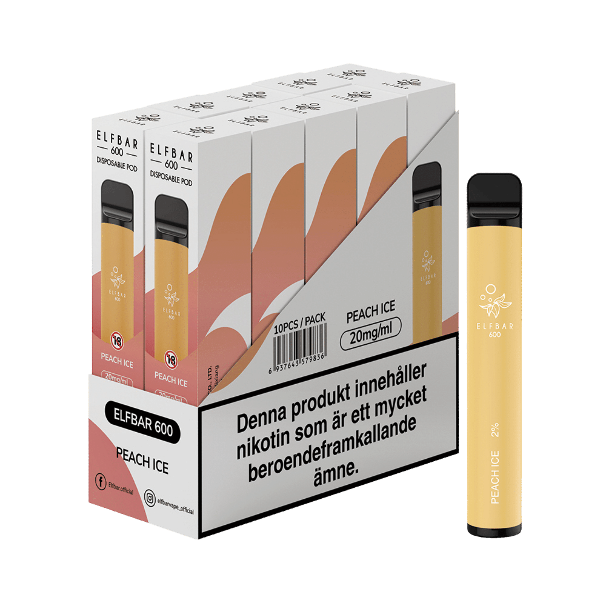 ELF BAR 600 Peach Ice Engångs Vape (600 Puffar)