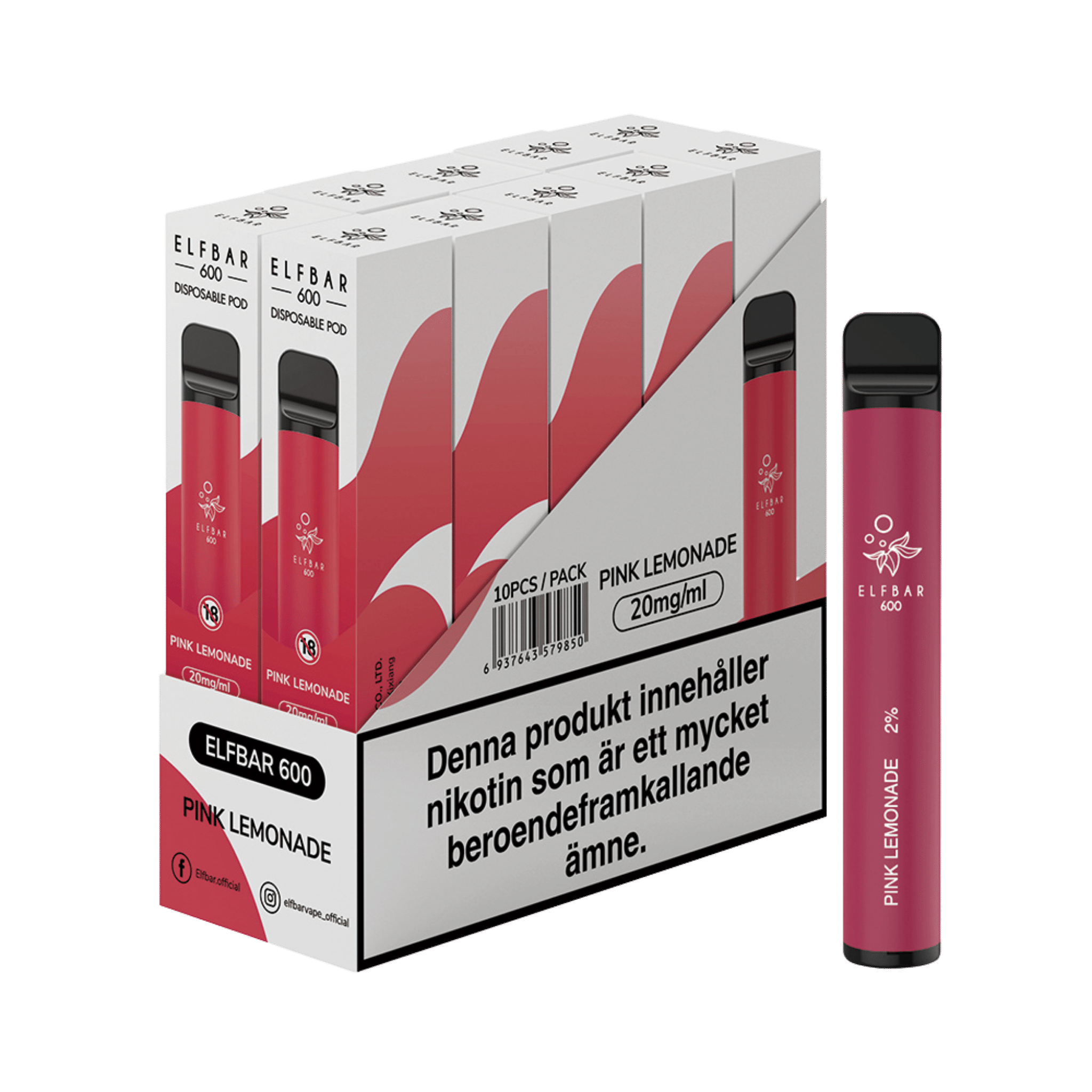 ELF BAR 600 Pink Lemonade Engångs Vape (600 Puffar)