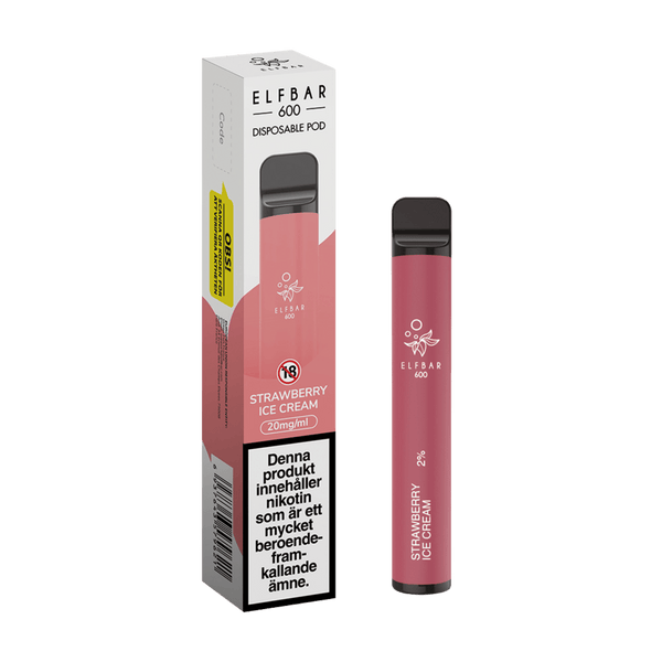 ELF BAR 600 Strawberry Ice Cream Engångs Vape (600 Puffar)