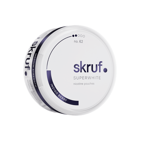 skruf Superwhite no. 62 Indigo Berry Medium All White Snus