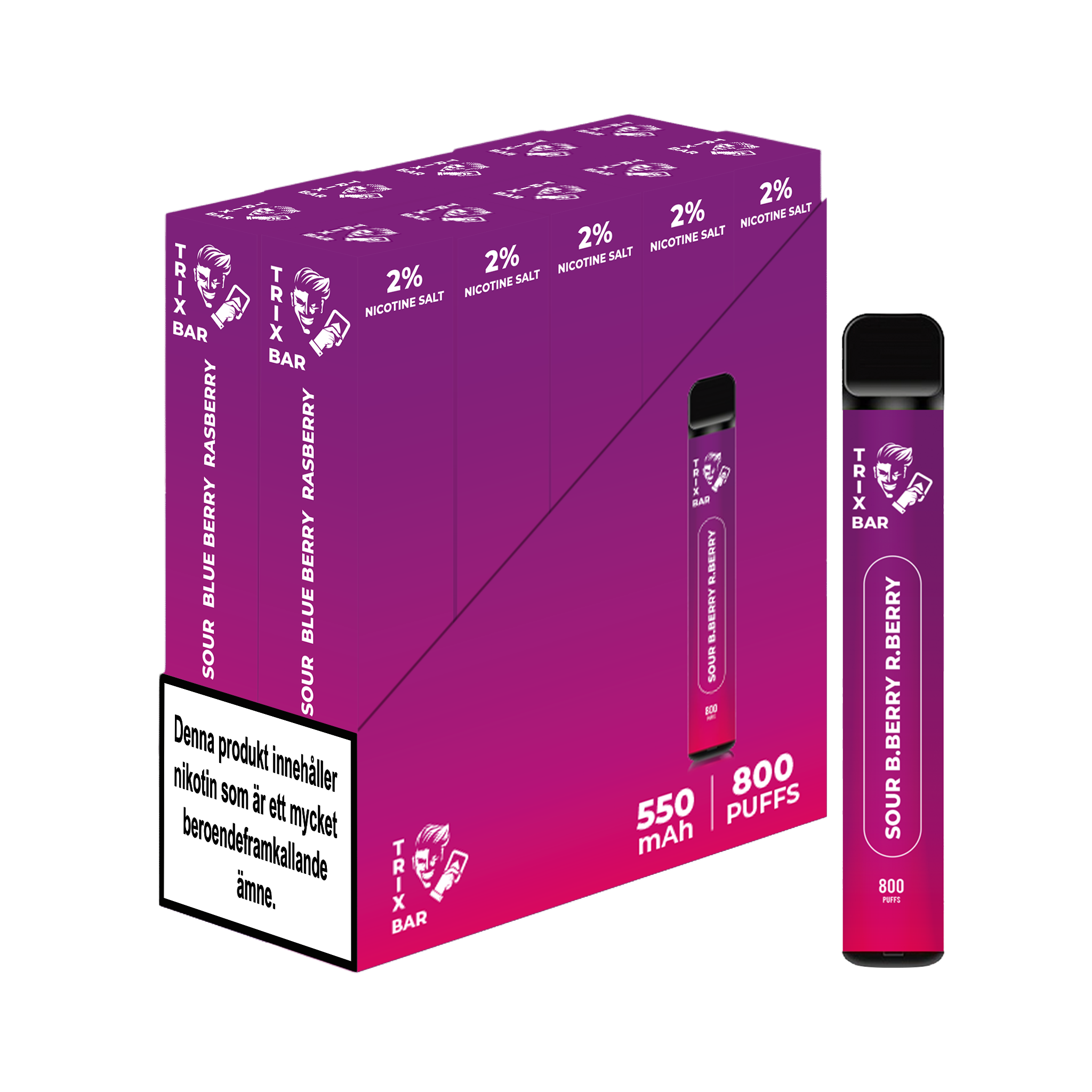 Trix Bar 800 Sour Blueberry Raspberry Engångs Vape